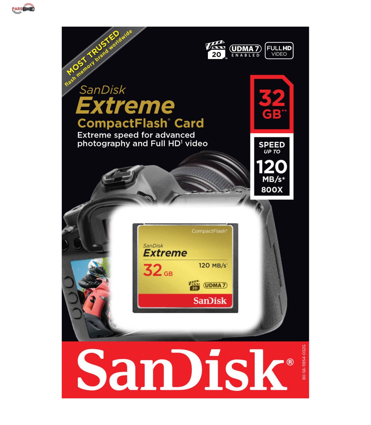کارت حافظه CompactFlash سن دیسک مدل Extreme سرعت 120MBps ظرفیت 32 گیگابایت